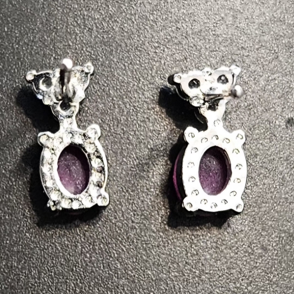 BUYER'S CHOICE Sterling Silver /925 Dainty Gemstone Earrings. - Picture 2 of 6